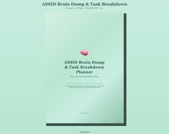 ADHD Brain Dump Planner Printable | Task Breakdown Worksheet | ADHD Planner | Focus Planner | Digital Download