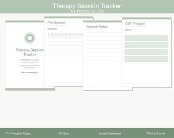 Therapy Session Tracker Printable, CBT Thought Record, Therapy Journal PDF, Mental Health Planner, Session Notes