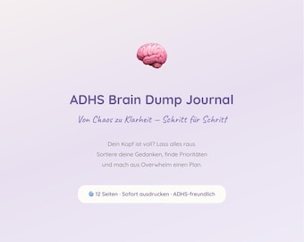 ADHD Brain Dump Journal | Printable Thought Sorting | Overwhelm Planner PDF | Neurodivergent Diary (German)