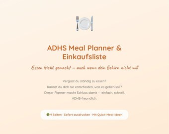 ADHD Meal Planner Shopping List | Printable Meal Plan | Meal Planner PDF | Neurodivergent Nutrition (German)