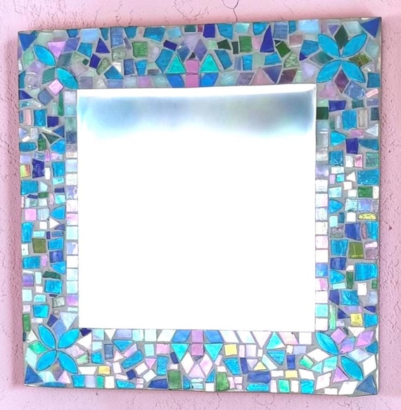 Coastal Garden Mosaic Mirror handmade by PascaleRow
