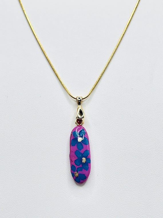 Pink Turquoise Flower Pendant handmade by PascaleRow