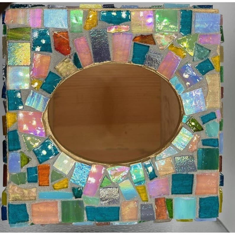 Pastel Iridescent Mosaic Tissue Box Cover | Stained Glass Art | Colorful Bathroom Decor | Handmade Home Accent | Unique Gift image 11