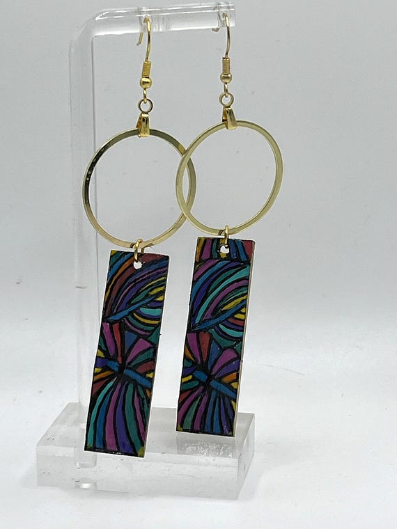 Stained Glass Look Bar Earrings handmade by PascaleRow