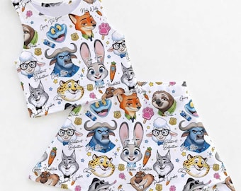Completo di Judy Hopps, vestito di Zootopia, maglietta Disney per adulti e bambini, completo sportivo, completo sportivo Disney, tessuto sportivo, completo Disney