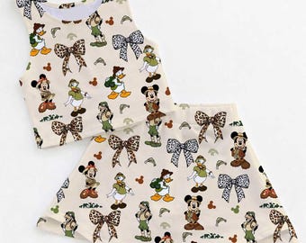 Disney Safari Activewear Set, Jungle Adventure OutfitSet, Kids Crop Top Skirt Set, Cartoon Safari Matching Outfit, Birthday Gift