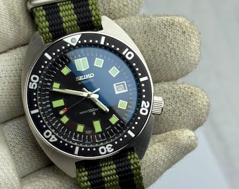 Vintage Seiko Automatic Diver Watch | Military NATO Strap, Black Dial