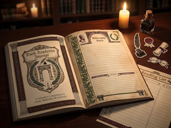 Dark Academia Study Junk Journal Kit, Printable Vintage Scholar Journal Pages, Library Ephemera, Book Tags, Digital Download · JK-063 view 4