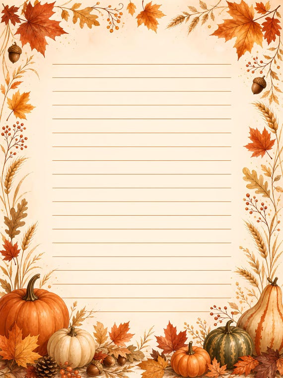 Decorative Lined Journal Pages — Vol. 3, Printable Writing Paper, Illustrated Lined Pages, Digital Download, Print at Home Stationery view 8