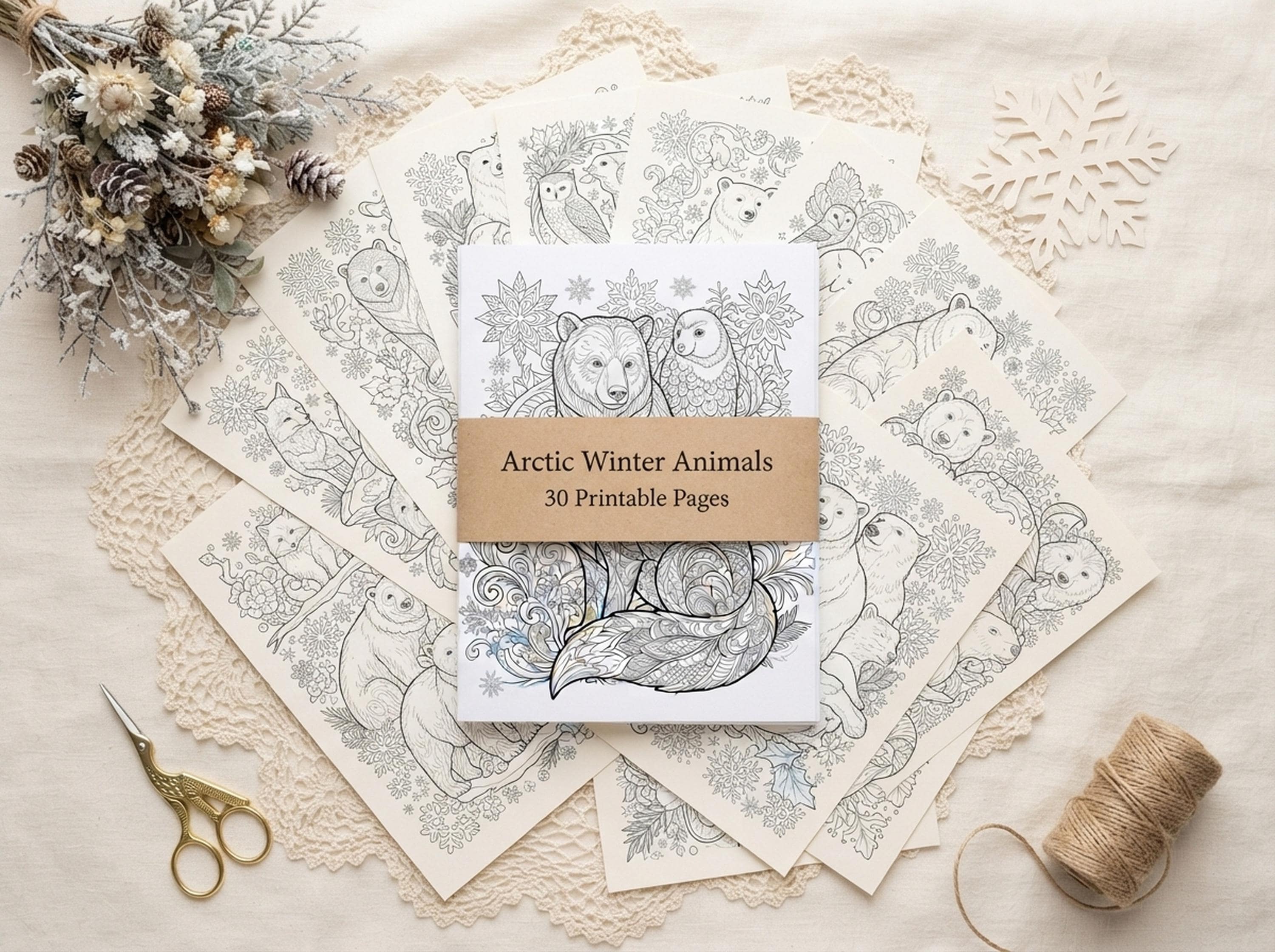 Arctic Winter Animals Coloring Book, Printable Adult Coloring Pages, Frosty Arctic Stress Relief PDF, Digital Download · CB-43