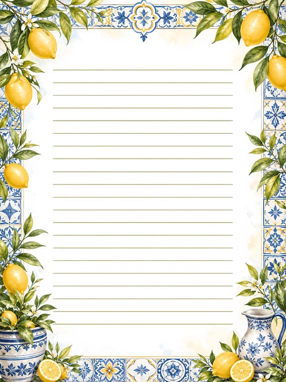 Decorative Lined Journal Pages — Vol. 4, Printable Writing Paper, Illustrated Lined Pages, Digital Download, Print at Home Stationery view 8