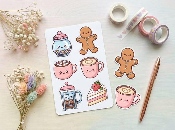 Kawaii Coffee & Sweets Clipart, 30 Transparent PNG, Commercial Use, Sublimation POD, Digital Download view 3