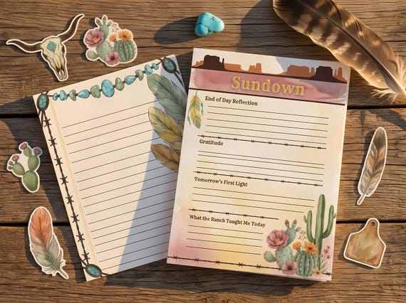 Western Desert Ranch Journal Kit — Printable Junk Journal, Longhorn Skull, Adobe Tile, Cowboy Journal Pages · JK-072 view 2