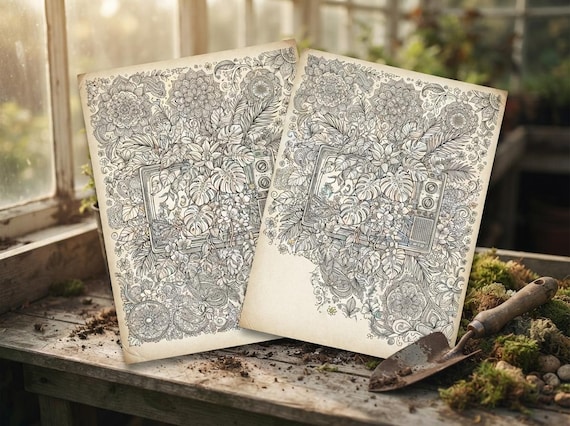 Retro Botanical Appliances Coloring Book, Adult Coloring Pages, Vintage Tech Plant Fusion PDF, Digital Download view 5