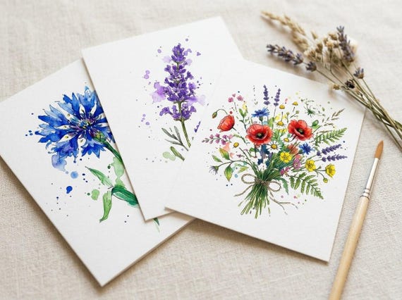 Watercolor Wildflower Clipart, 30 Transparent PNG, Commercial Use, Sublimation POD, Digital Download view 5