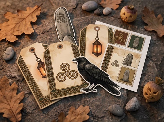 Samhain Celtic Junk Journal Kit, Printable Halloween Journal Pages, Druid Knotwork Ephemera, Pagan Harvest Tags, Digital Download · JK-084 view 4