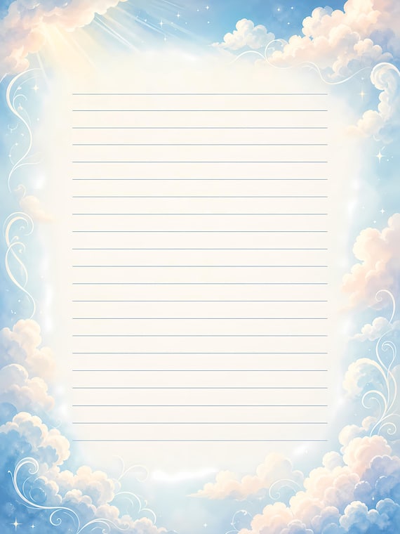 Decorative Lined Journal Pages — Vol. 4, Printable Writing Paper, Illustrated Lined Pages, Digital Download, Print at Home Stationery view 6
