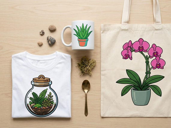 Houseplant Clipart, 30 Transparent PNG, Commercial Use, Sublimation POD, Digital Download view 2