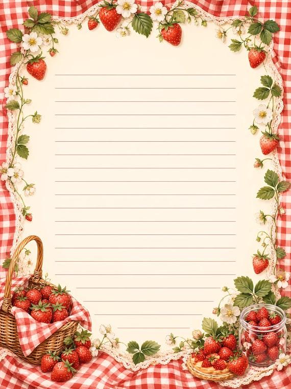 Decorative Lined Journal Pages — Vol. 4, Printable Writing Paper, Illustrated Lined Pages, Digital Download, Print at Home Stationery view 2