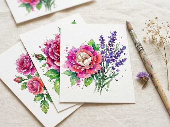 Watercolor Rose & Peony Clipart, 30 Transparent PNG, Commercial Use, Sublimation POD, Digital Download view 5