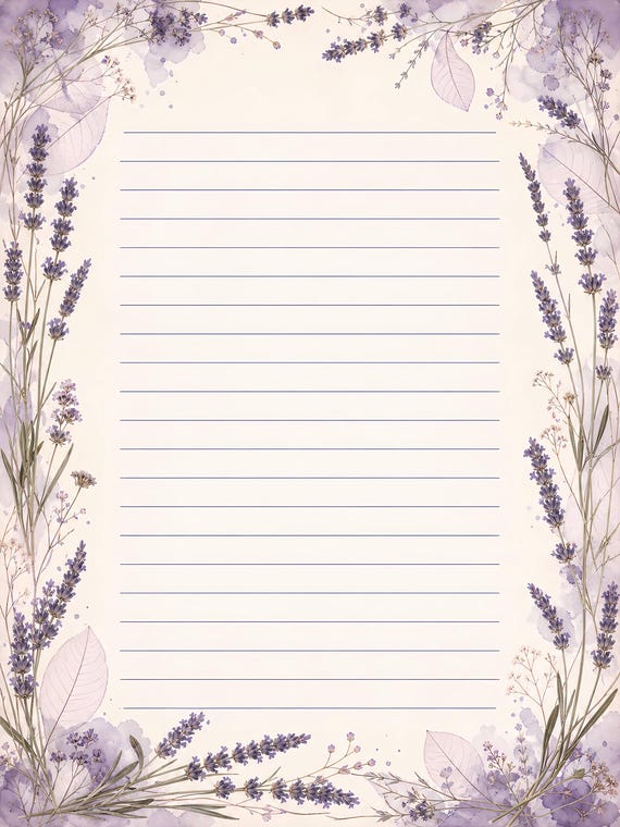 Decorative Lined Journal Pages — Vol. 2, Printable Writing Paper, Illustrated Lined Pages, Digital Download, Print at Home Stationery view 5