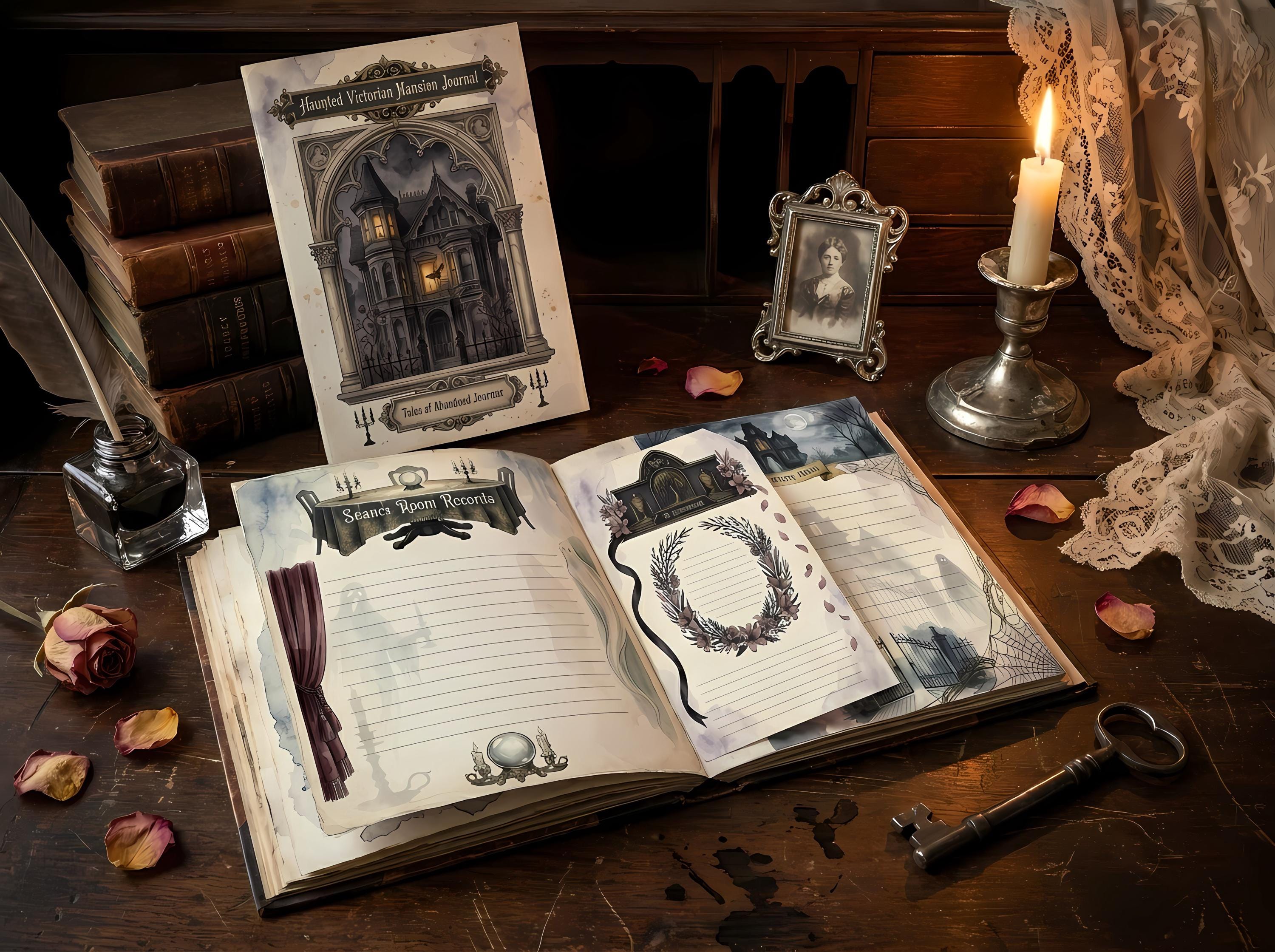 Haunted Mansion Junk Journal Kit, Printable Victorian Gothic Journal Pages, Ghost Ephemera, Mourning Paper, Digital Download · JK-082