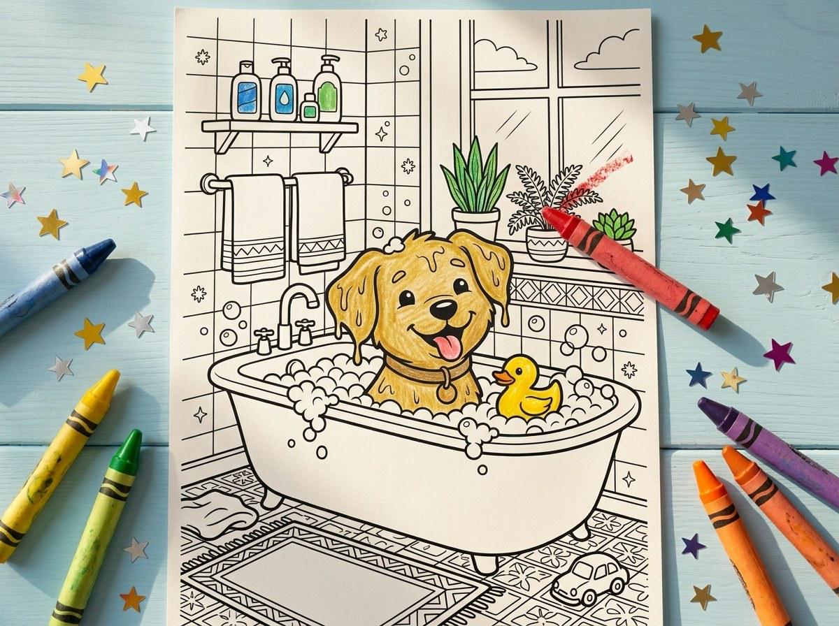 Pets Kids Coloring Book, 30 Printable Coloring Pages for Ages 4-8, Boys and Girls Activity PDF, Digital Download