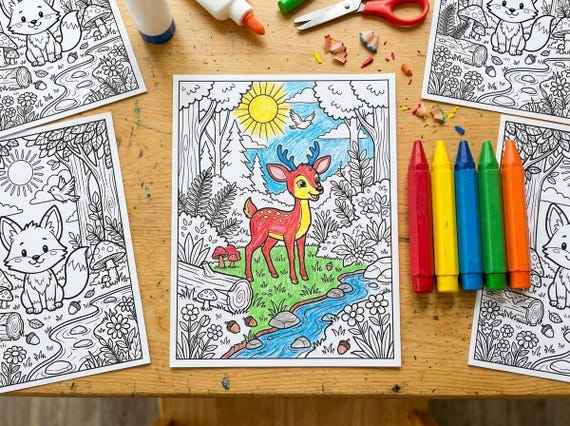 Forest Animals Kids Coloring Book, 30 Printable Coloring Pages for Ages 4-8, Boys and Girls Activity PDF, Digital Download view 4