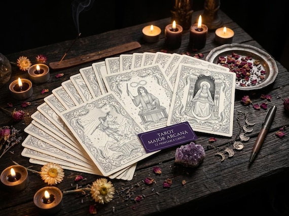 Tarot Major Arcana Coloring Book, Printable Mystic Coloring Pages, Complete 22 Card Deck PDF, Premium Digital Download view 7