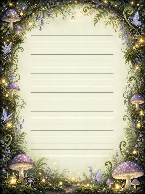 Decorative Lined Journal Pages — Vol. 2, Printable Writing Paper, Illustrated Lined Pages, Digital Download, Print at Home Stationery view 3