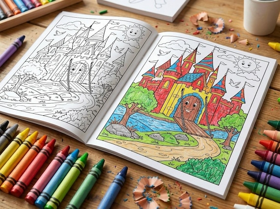 Dragons, Castles & Knights Kids Coloring Book, 30 Printable Coloring Pages for Ages 4-8, Boys and Girls Activity PDF, Digital Download