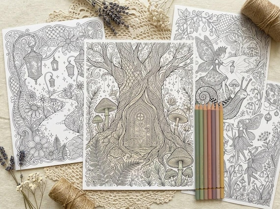 Enchanted Fairy Gardens Coloring Book, Printable Adult Coloring Pages, Whimsical Fairy Stress Relief PDF, Digital Download · CB-10 view 5
