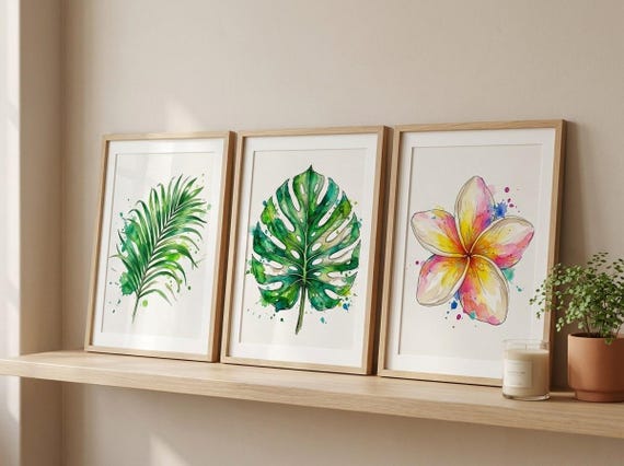 Watercolor Tropical Clipart, 30 Transparent PNG, Commercial Use, Sublimation POD, Digital Download view 4