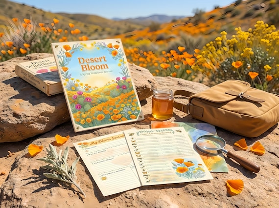 Desert Bloom Spring Journal Kit — Printable Junk Journal, California Poppy, Wildflower, Botanical Journal Pages · JK-074 view 4