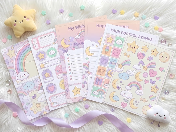 Kawaii Pastel Dream Junk Journal Kit, Printable Cute Journal Pages, Pastel Ephemera, Cloud Tags, Digital Download · JK-060 view 5