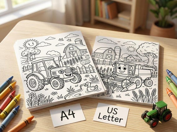 Farm Machines Kids Coloring Book, 30 Printable Coloring Pages for Ages 4-8, Boys and Girls Activity PDF, Digital Download view 7