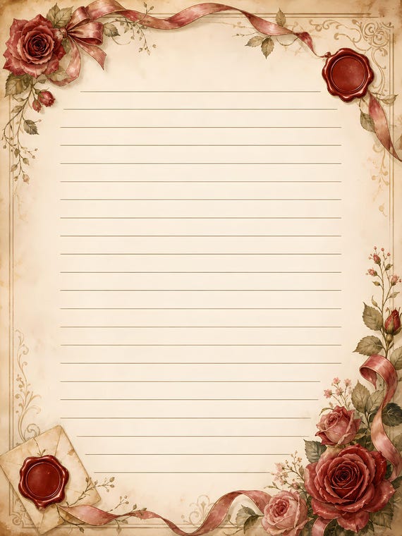 Decorative Lined Journal Pages — Vol. 3, Printable Writing Paper, Illustrated Lined Pages, Digital Download, Print at Home Stationery view 6