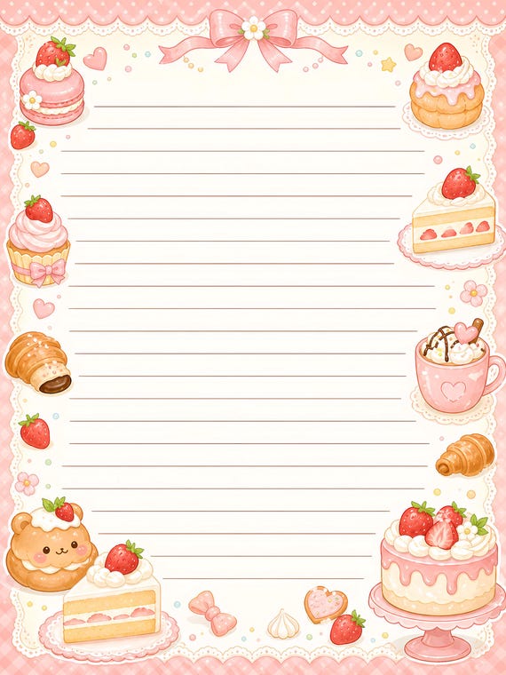Decorative Lined Journal Pages — Vol. 1, Printable Writing Paper, Illustrated Lined Pages, Digital Download, Print at Home Stationery view 7