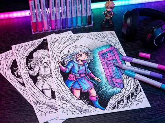 Manga Coloring Book Vol. 2 Japanese Folklore Fantasy, Printable Anime Style Coloring Pages, Kitsune Yokai Samurai PDF, Digital Download view 4