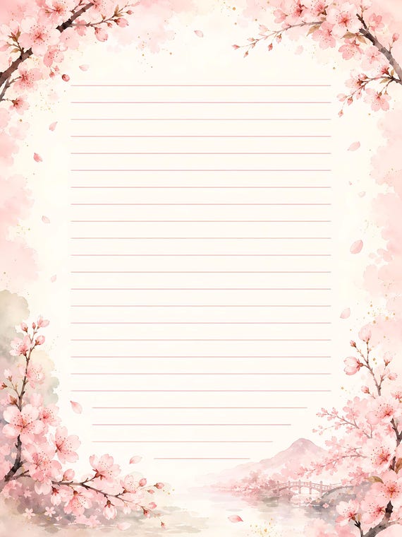 Decorative Lined Journal Pages — Vol. 5, Printable Writing Paper, Illustrated Lined Pages, Digital Download, Print at Home Stationery view 2