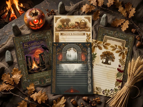 Samhain Celtic Junk Journal Kit, Printable Halloween Journal Pages, Druid Knotwork Ephemera, Pagan Harvest Tags, Digital Download · JK-084 view 5