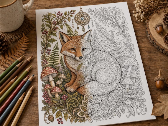 Enchanted Forest Animals Coloring Book, Printable Adult Coloring Pages, Woodland Stress Relief PDF, Digital Download · CB-05 view 4