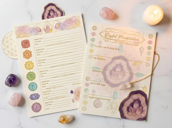 Boho Desert Crystal Junk Journal Kit, Printable Boho Journal Pages, Crystal Ephemera, Gemstone Tags, Digital Download · JK-067 view 4