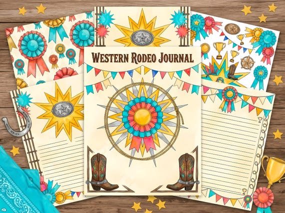 Western Rodeo Junk Journal Kit, Printable Cowboy Journal Pages, Rodeo Ephemera, Prize Ribbon Tags, Digital Download · JK-070 view 4