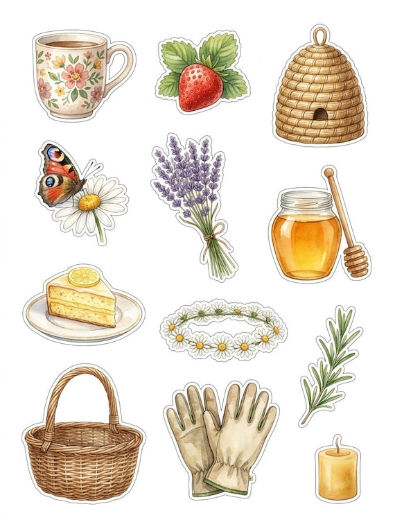 Cottage Core Fussy Cut Ephemera Sheets — 26 Printable Sheets, Junk Journal Ephemera, Cottagecore Scrapbooking, Print at Home · FC-03 view 8