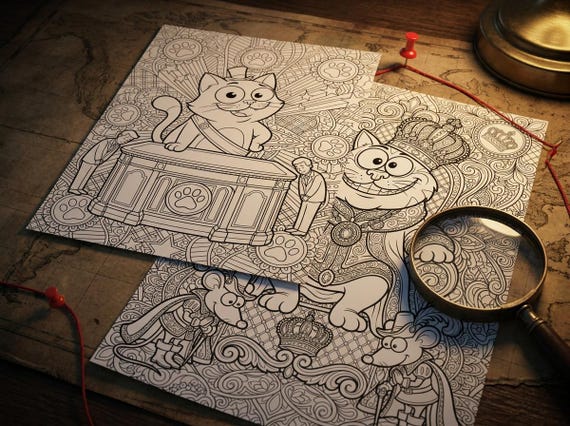 Cats Rule the World Coloring Book, Funny Adult Coloring Pages, Cats in Charge Novelty PDF, Digital Download