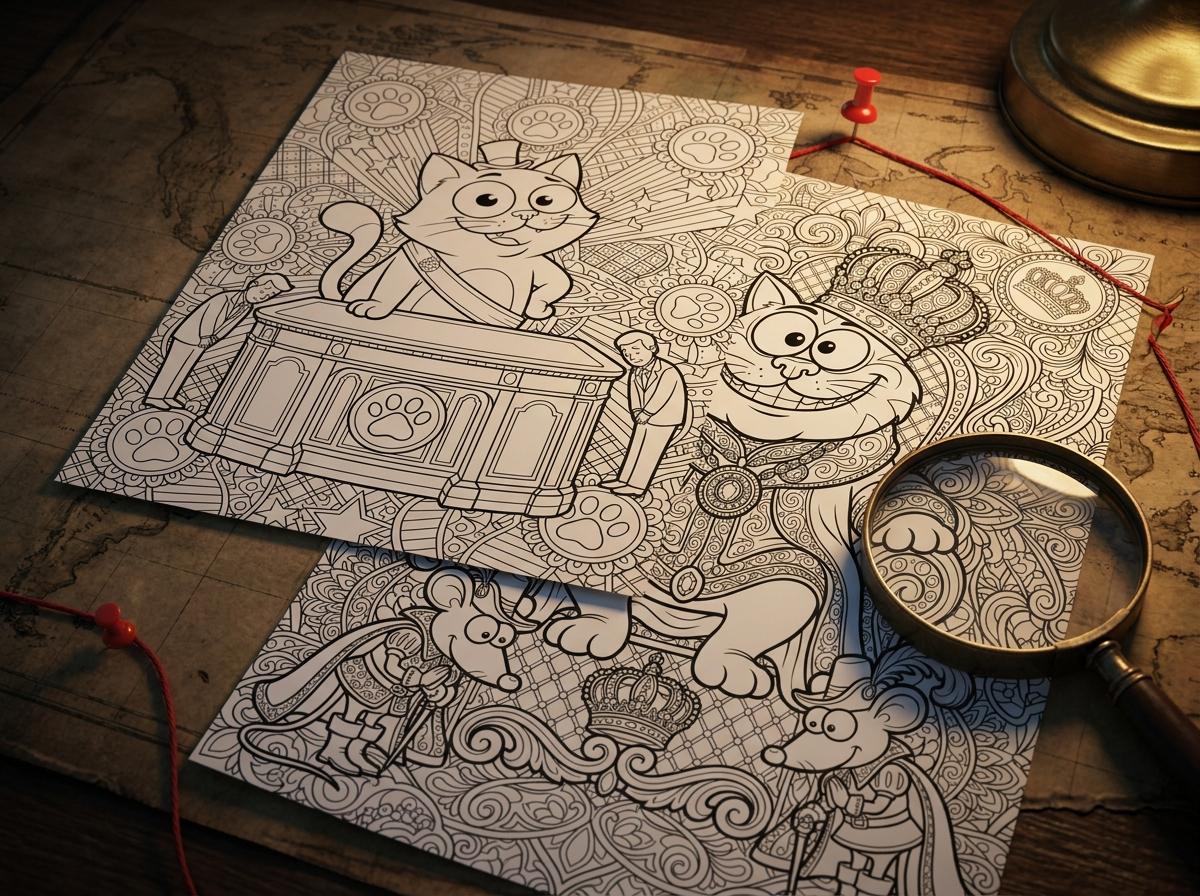 Cats Rule the World Coloring Book, Funny Adult Coloring Pages, Cats in Charge Novelty PDF, Digital Download