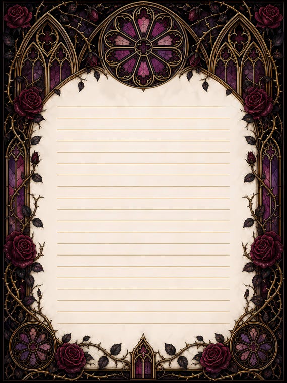 Decorative Lined Journal Pages — Vol. 2, Printable Writing Paper, Illustrated Lined Pages, Digital Download, Print at Home Stationery view 2
