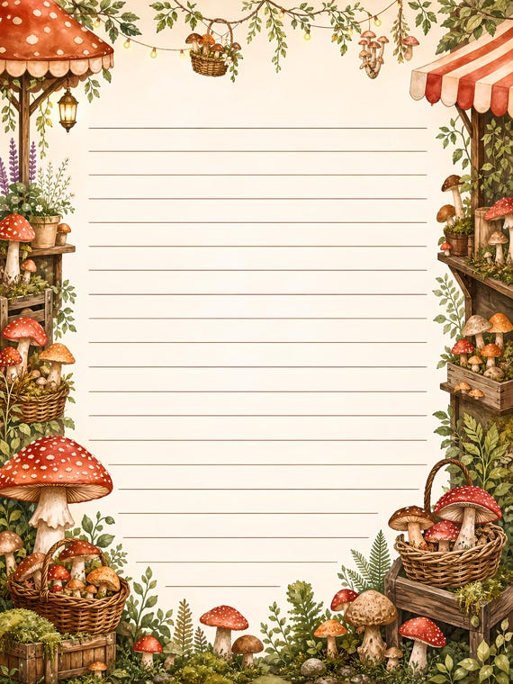 Decorative Lined Journal Pages — Vol. 3, Printable Writing Paper, Illustrated Lined Pages, Digital Download, Print at Home Stationery view 2