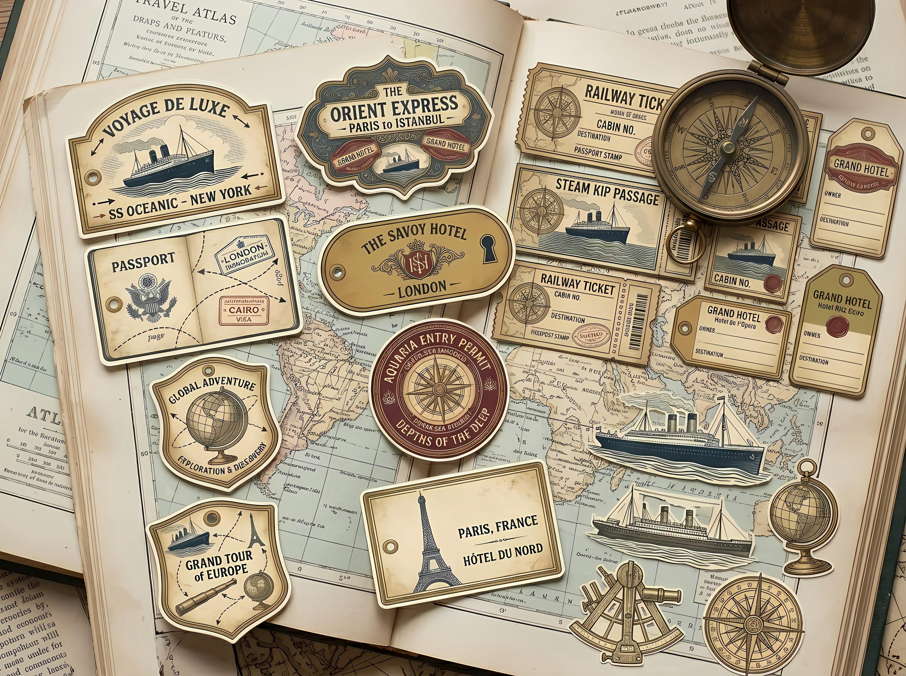 Vintage Travel Journal Kit — Printable Junk Journal, Antique Map Pages ...